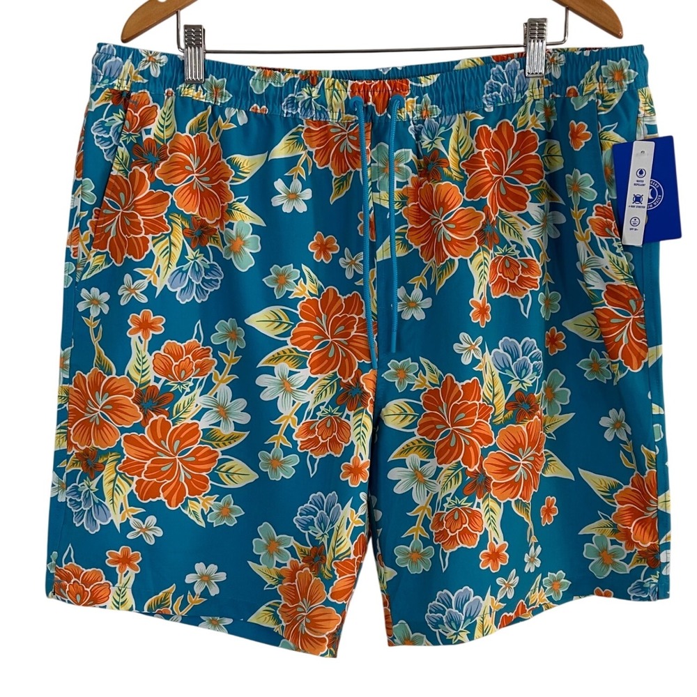 NWT $40 Hurley Mens XXL Floral Board Shorts Teal Orange Water Repellent Vacay